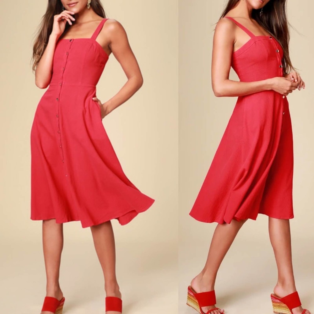 Lulus Pippie Button Front Sleeveless Midi Dress